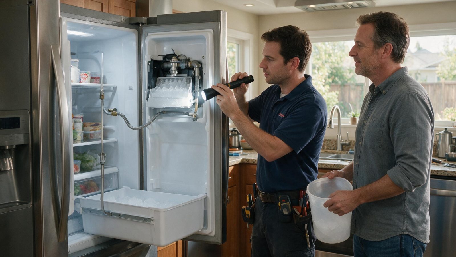 GE refrigerator ice maker that is not producing ice