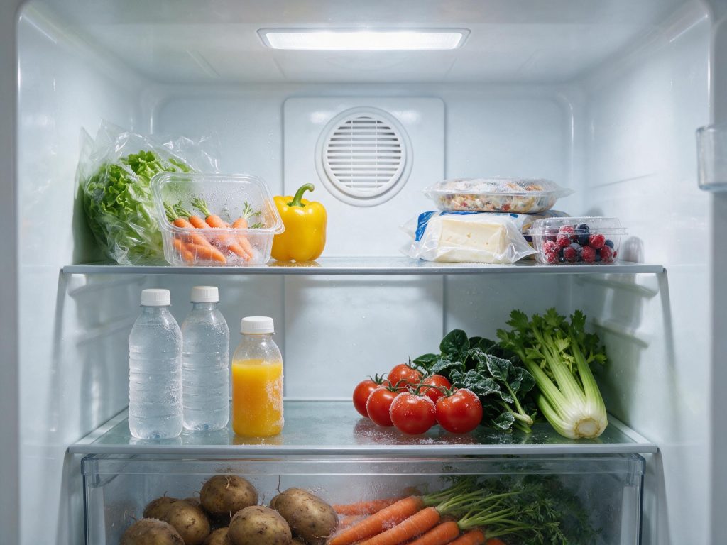 GE Refrigerator Freezing Food in the Fresh Food Compartment